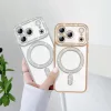 Husa Apple iPhone 17 Pro, Electroplating Bling Magsafe, protectie camera, margini argintii