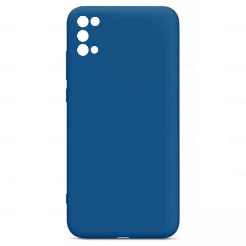 Husa Samsung Galaxy A22 5G Luxury Silicone, catifea in interior, protectie camere, albastru inchis