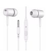 Casti audio cu microfon D21, conector jack 3.5 mm, cablu 1.2 m, albe