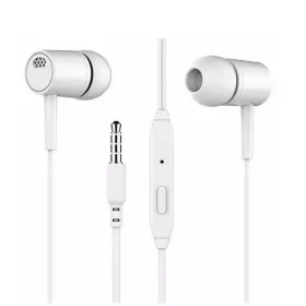   Casti audio cu microfon D21, conector jack 3.5 mm, cablu 1.2 m, albe