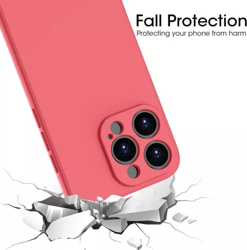 Husa Apple iPhone 14 Pro Max, Luxury Silicone, catifea in interior, protectie camere, rosie