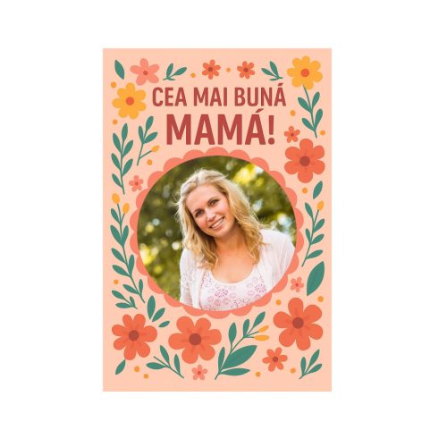 Fotografie magnetica personalizata, 10 x 15 cm, rama Cea mai buna mama!