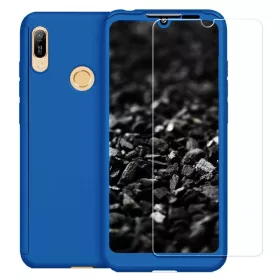   Husă Full Cover 360° pentru Huawei Y9 2018 (față + spate + sticlă), albastră