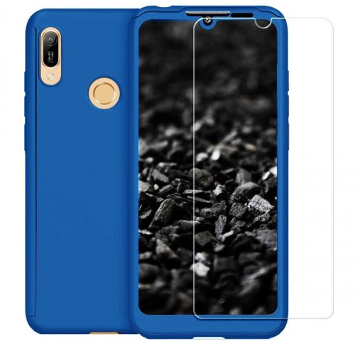 Husă Full Cover 360° pentru Huawei Y9 2018 (față + spate + sticlă), albastră