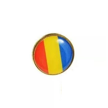 Insigna metalica "Romania", 2 cm, rotunda