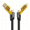 Cablu de date si incarcare 4 in 1, USB / Type C / Lightning, maxim 65W, impletit, plat, capete metalice