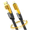 Cablu de date si incarcare 4 in 1, USB / Type C / Lightning, maxim 65W, impletit, plat, capete metalice