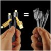 Cablu de date si incarcare 4 in 1, USB / Type C / Lightning, maxim 65W, impletit, plat, capete metalice