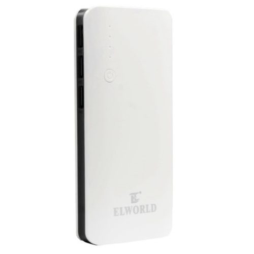 Baterie Externa Elworld YB-03, 3 porturi USB, lanterna, max. 20 000 mAh, alb/negru