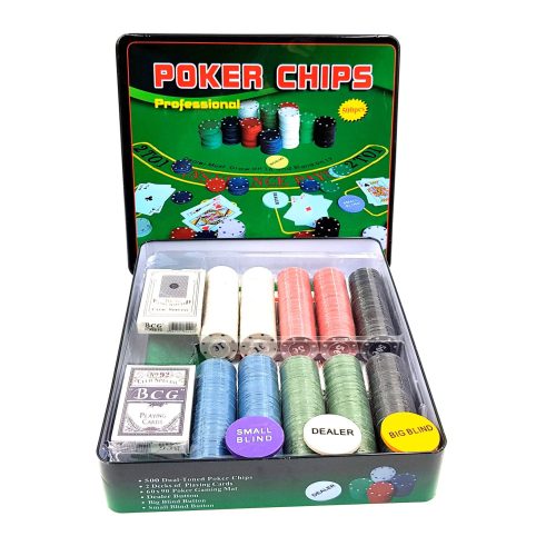 Set poker 500 jetoane Poker Chips, în cutie metalica