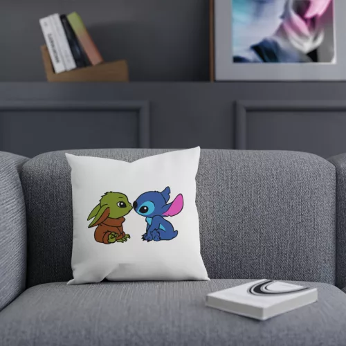 Perna decorativa personalizata, 40 x 40 cm, alba, mata, husa detasabila, model 1