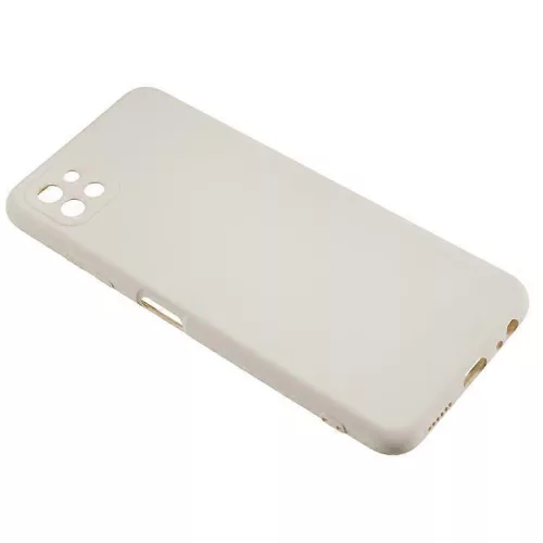 Husa Samsung Galaxy A22 5G Luxury Silicone, catifea in interior, protectie camere, bej