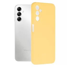   Husa Samsung Galaxy A54 5G, Luxury Silicone, protectie camera, catifea in interior, galbena