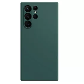   Husa Samsung Galaxy S24 Ultra, Luxury Silicone, catifea in interior, protectie camere, verde