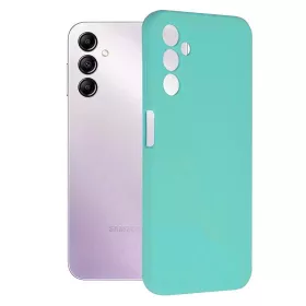   Husa Samsung Galaxy A15, Luxury Silicone, protectie camera, catifea in interior, turcoaz