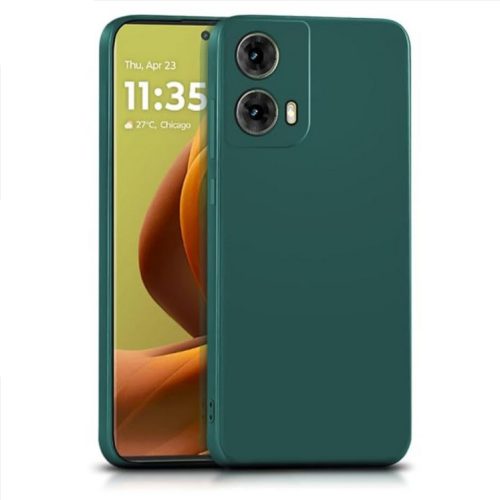 Husa Motorola Moto G85, Luxury Silicone, protectie camera, catifea in interior, verde