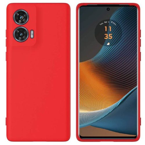 Husa Motorola Moto G85, Luxury Silicone, protectie camera, catifea in interior, rosie