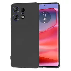   Husa Motorola Edge 50 Pro, Luxury Silicone, protectie camera, catifea in interior, neagra