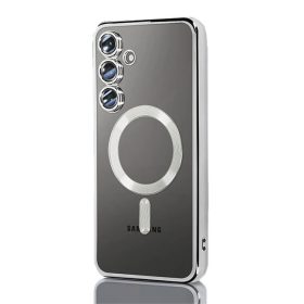   Husa Samsung Galaxy S22 Plus, Electroplating Magsafe TPU, protectie camera, margini argintii