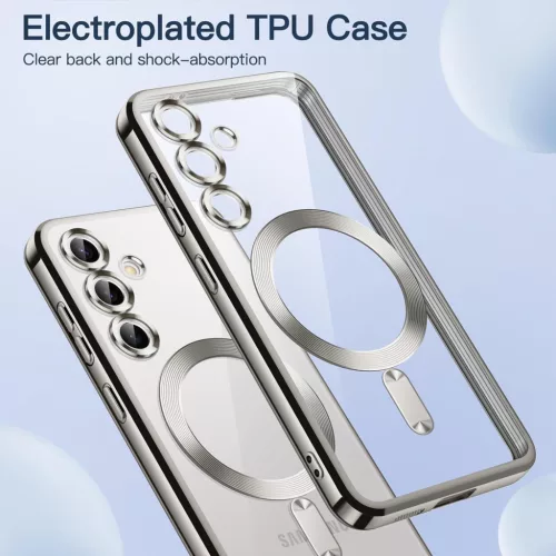 Husa Samsung Galaxy S22, Electroplating Magsafe TPU, protectie camera, margini aurii