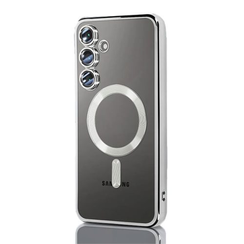 Husa Samsung Galaxy S22, Electroplating Magsafe TPU, protectie camera, margini argintii