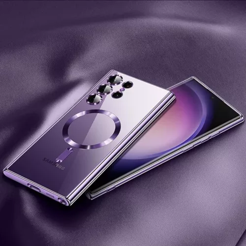 Husa Samsung Galaxy S24 Ultra, Electroplating Magsafe TPU, protectie camera, margini mov