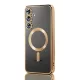 Husa Samsung Galaxy S24, Electroplating Magsafe TPU, protectie camera, margini aurii