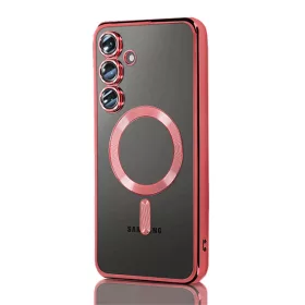   Husa Samsung Galaxy S22, Electroplating Magsafe TPU, protectie camera, margini rosii