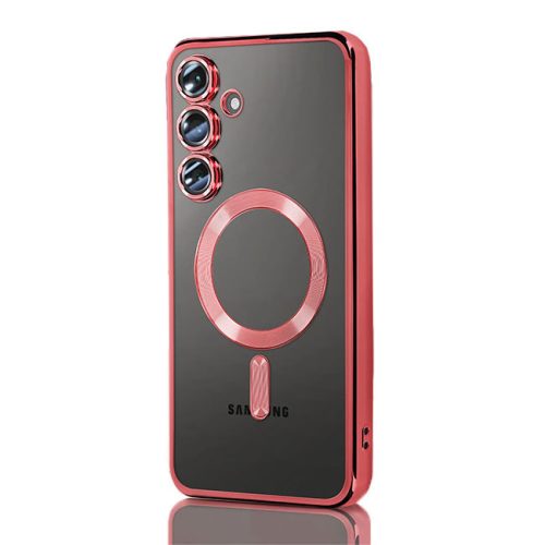Husa Samsung Galaxy S24, Electroplating Magsafe TPU, protectie camera, margini rosii