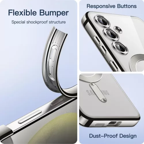 Husa Samsung Galaxy S24, Electroplating Magsafe TPU, protectie camera, margini rosii