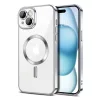 Husa Apple iPhone 16, Magsafe Electroplating TPU, protectie camera, margini argintii
