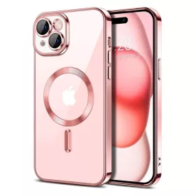   Husa Apple iPhone 16, Magsafe Electroplating TPU, protectie camera, margini rose gold