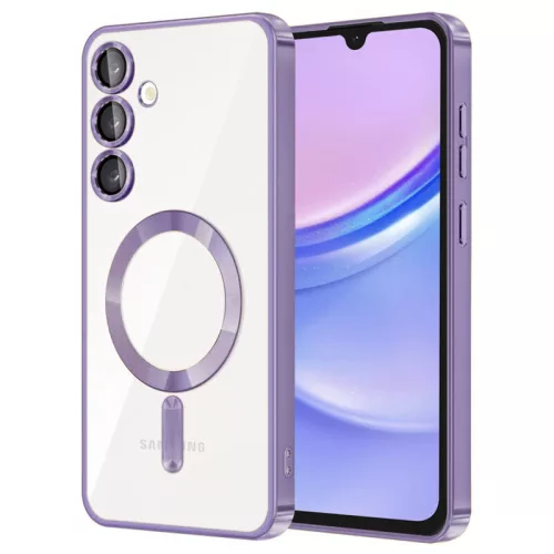 Husa Samsung Galaxy A15 5G, Electroplating Magsafe TPU, protectie camera, mov lila