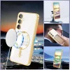 Husa Samsung Galaxy A35 5G, Electroplating Magsafe TPU, protectie camera, margini verzi
