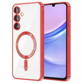   Husa Samsung Galaxy A35 5G, Electroplating Magsafe TPU, protectie camera, margini rosii