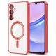 Husa Samsung Galaxy A55 5G, Electroplating Magsafe TPU, protectie camera, margini rosii