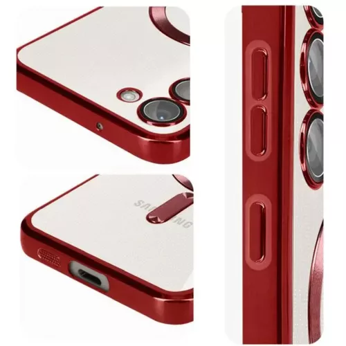 Husa Samsung Galaxy A55 5G, Electroplating Magsafe TPU, protectie camera, margini rosii