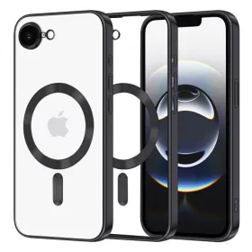   Husa Apple iPhone 16e, Magsafe Electroplating TPU, protectie camera, margini negre