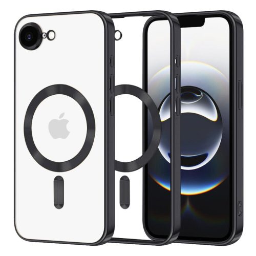 Husa Apple iPhone 16e, Magsafe Electroplating TPU, protectie camera, margini negre