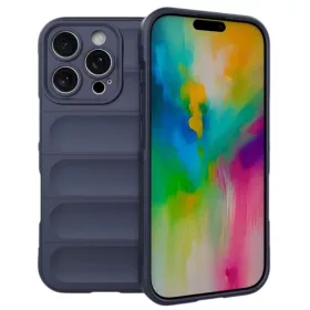   Husa Apple iPhone 15 Pro, Wave Silicone, protectie camera, catifea in interior, navy blue