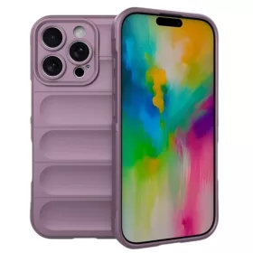   Husa Apple iPhone 15 Pro Max, Wave Silicone, protectie camera, catifea in interior, light purple