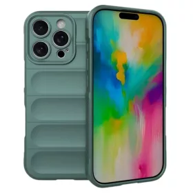  Husa Apple iPhone 15 Pro Max, Wave Silicone, protectie camera, catifea in interior, deep green