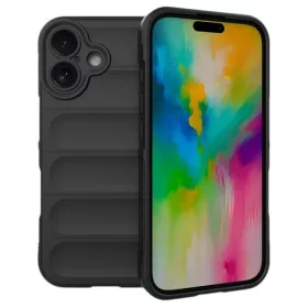   Husa Apple iPhone 16, Wave Silicone, protectie camera, catifea in interior, night black