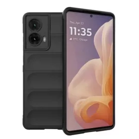   Husa Motorola Moto G85, Wave Silicone, protectie camera, catifea in interior, night black