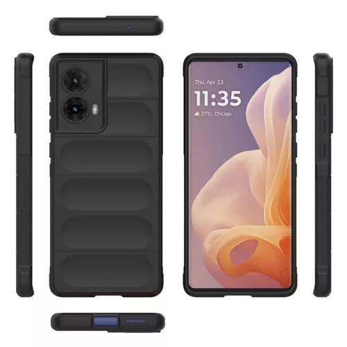 Husa Motorola Moto G85, Wave Silicone, protectie camera, catifea in interior, night black