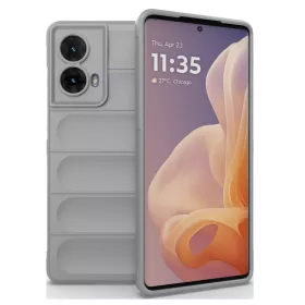   Husa Motorola Moto G85, Wave Silicone, protectie camera, catifea in interior, smoke gray