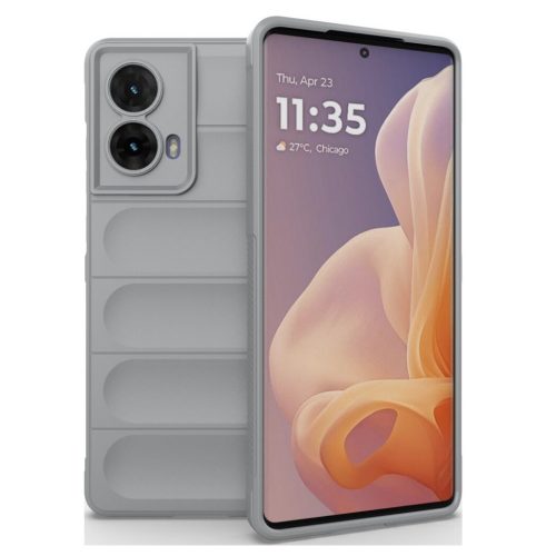 Husa Motorola Moto G85, Wave Silicone, protectie camera, catifea in interior, smoke gray