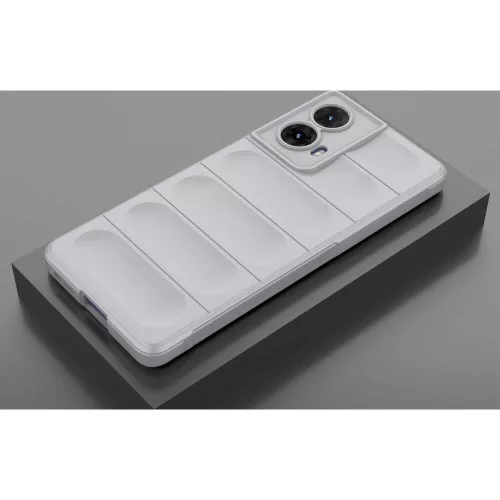 Husa Motorola Moto G85, Wave Silicone, protectie camera, catifea in interior, smoke gray