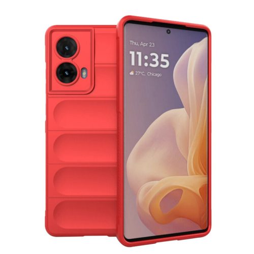 Husa Motorola Moto G85, Wave Silicone, protectie camera, catifea in interior, pure red
