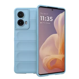   Husa Motorola Moto G85, Wave Silicone, protectie camera, catifea in interior, sky blue